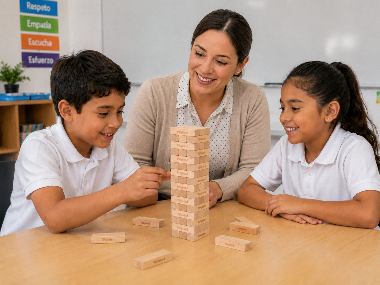Estudiantes jugando EquilibradaMente NeuroDiversidad en el colegio